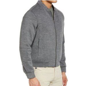 Soft Cloth Men's Heather Gray Wool Blend Softshell Zip Bomber Jacket